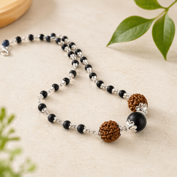 Silver Plated Eternal Karungali Mala - Natural Ebony Wood